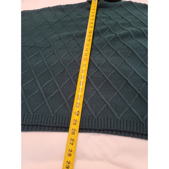 Loft Deep Emerald Green Diamond Knit Turtleneck Poncho Cape Sweater OS fits most - Picture 9 of 9